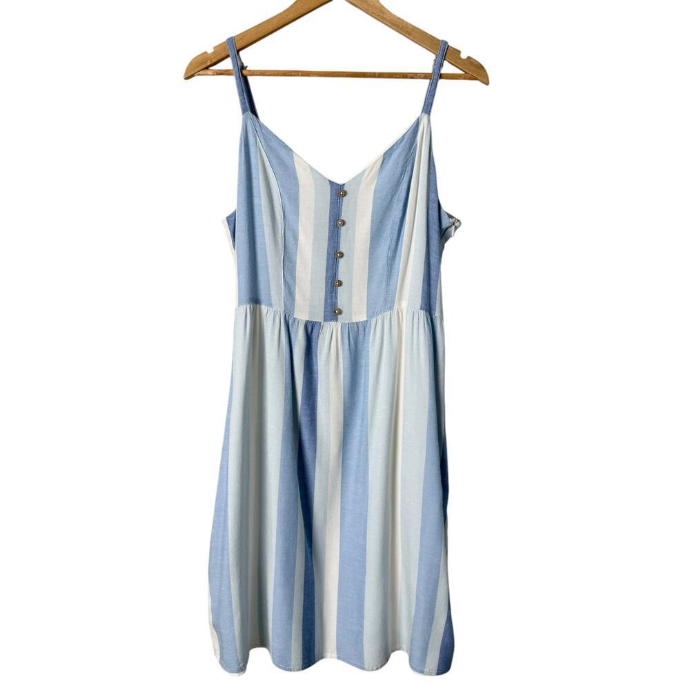 Joie‎ Linen Blend Striped V-Neck Sundress in Blue and White, Size 8
